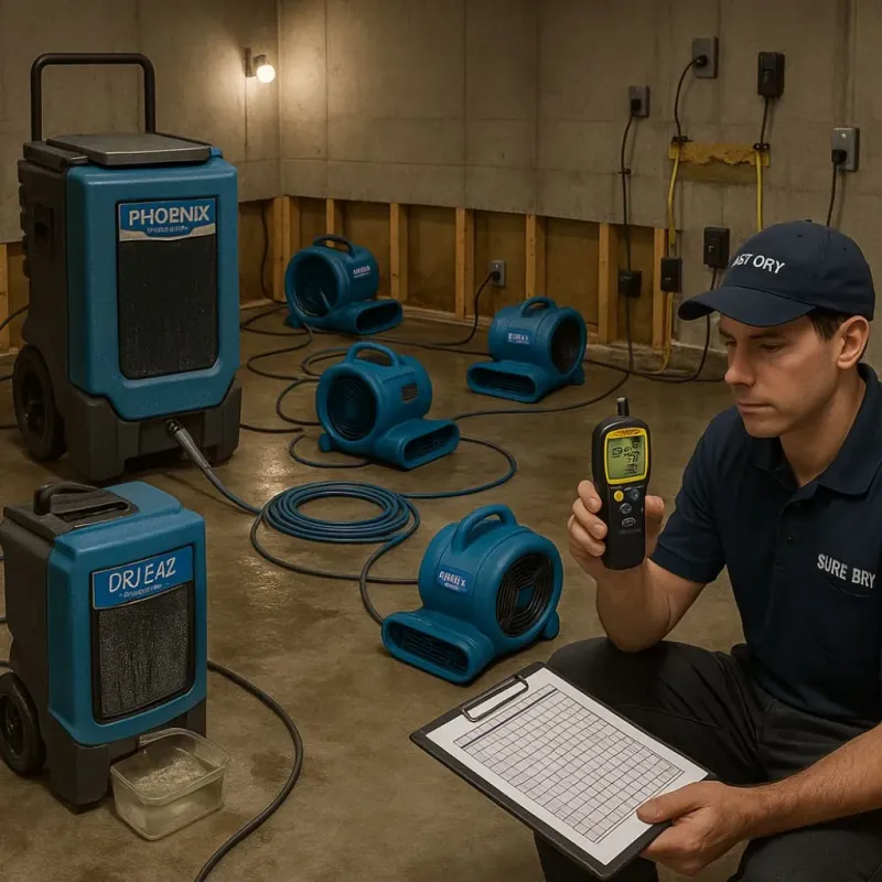 Structural Drying and Dehumidification process in Dover Beaches North, NJ